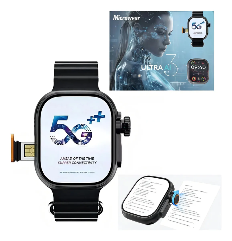 Smartwatch Microwear Serie 10 Ultra AI 5g b16gb Wifi Câmera
