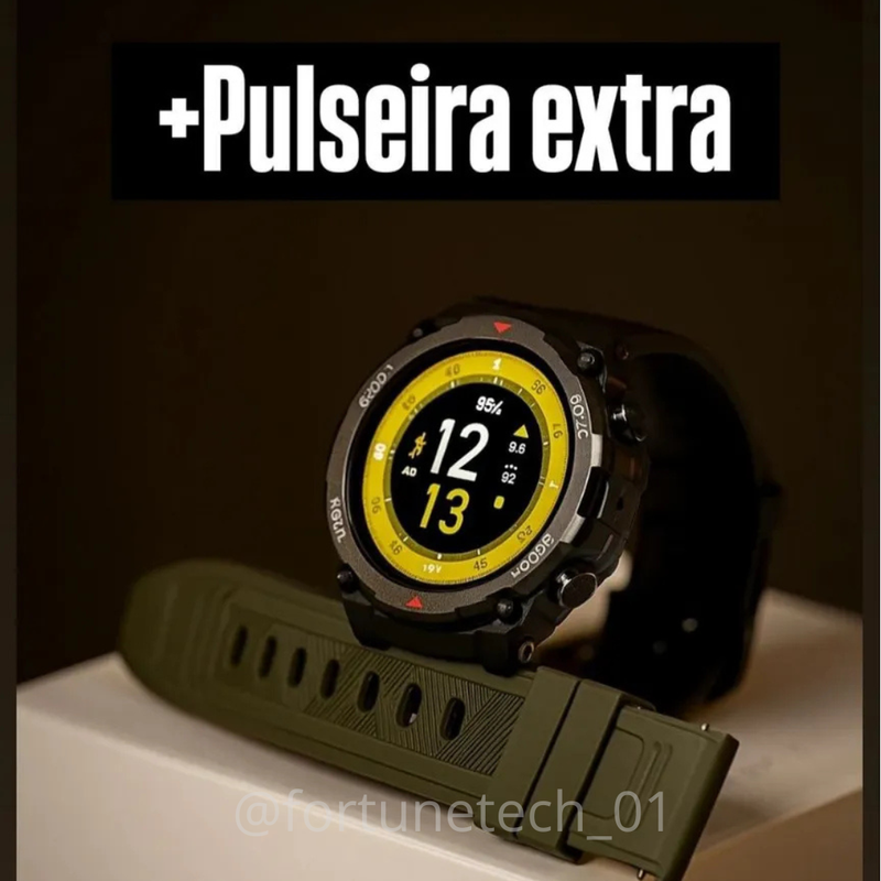 Smartwatch Aurafit G6 Gps Strava Preto Esportivo + Pulseira