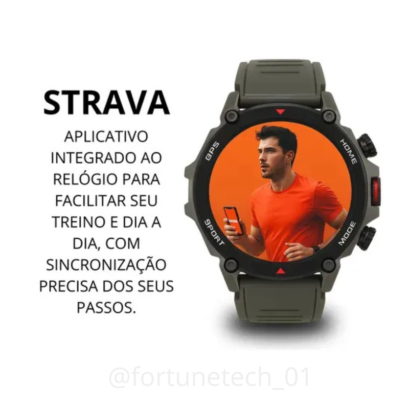 Smartwatch Aurafit G6 Gps Strava Preto Esportivo + Pulseira